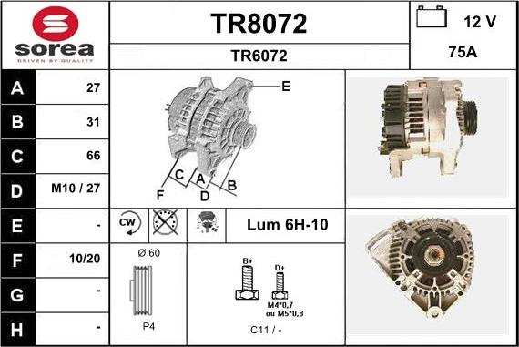 SNRA TR8072 - Ģenerators autodraugiem.lv
