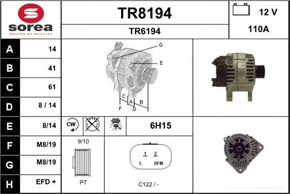 SNRA TR8194 - Ģenerators autodraugiem.lv