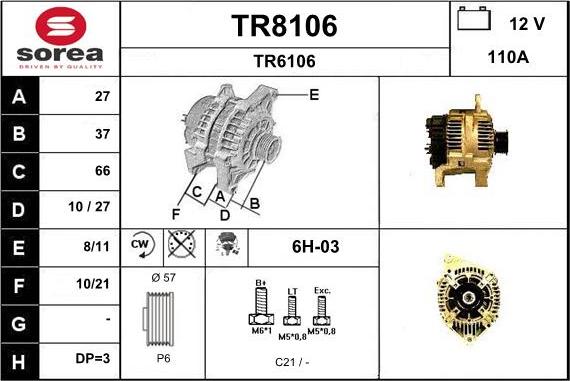 SNRA TR8106 - Ģenerators autodraugiem.lv