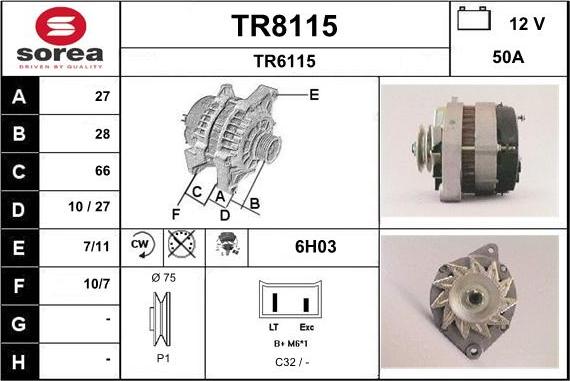 SNRA TR8115 - Ģenerators autodraugiem.lv