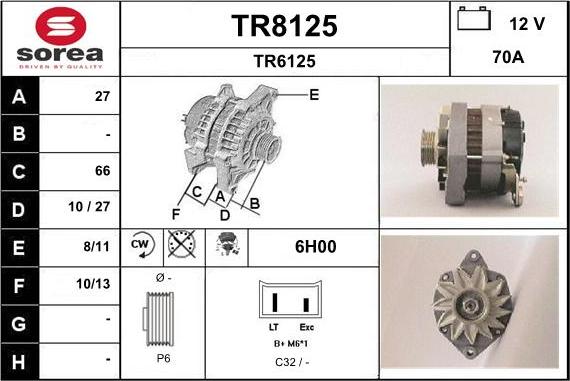 SNRA TR8125 - Ģenerators autodraugiem.lv