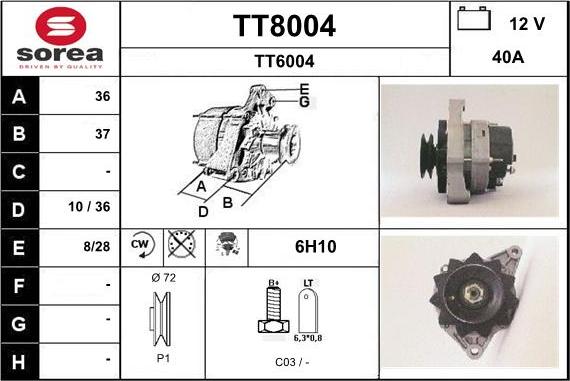 SNRA TT8004 - Ģenerators autodraugiem.lv