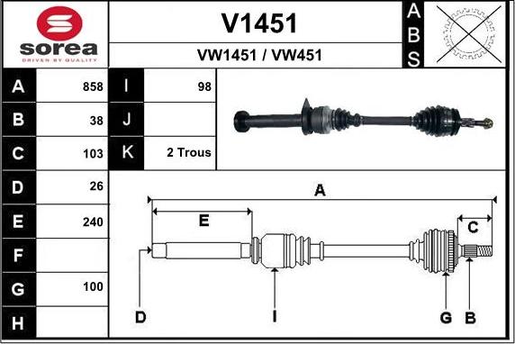 SNRA V1451 - Piedziņas vārpsta autodraugiem.lv