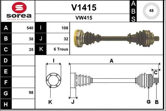 SNRA V1415 - Piedziņas vārpsta autodraugiem.lv