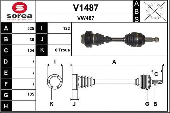 SNRA V1487 - Piedziņas vārpsta autodraugiem.lv