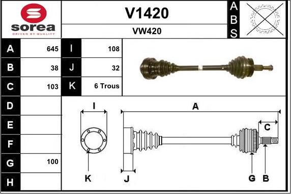 SNRA V1420 - Piedziņas vārpsta autodraugiem.lv