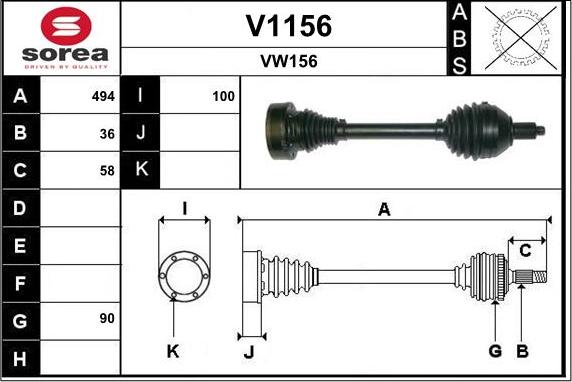 SNRA V1156 - Piedziņas vārpsta autodraugiem.lv