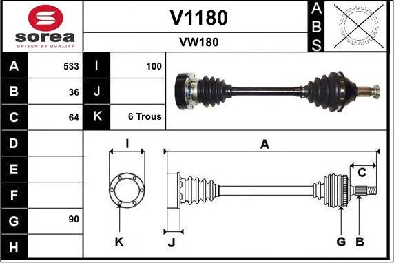 SNRA V1180 - Piedziņas vārpsta autodraugiem.lv