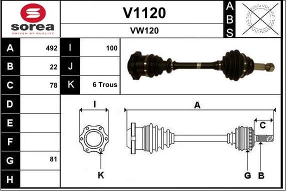 SNRA V1120 - Piedziņas vārpsta autodraugiem.lv