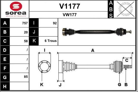 SNRA V1177 - Piedziņas vārpsta autodraugiem.lv