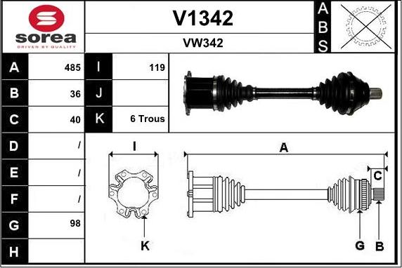 SNRA V1342 - Piedziņas vārpsta autodraugiem.lv