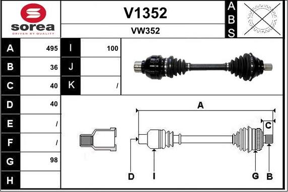 SNRA V1352 - Piedziņas vārpsta autodraugiem.lv