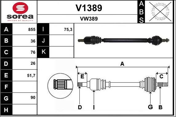 SNRA V1389 - Piedziņas vārpsta autodraugiem.lv