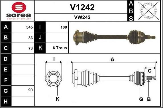 SNRA V1242 - Piedziņas vārpsta autodraugiem.lv