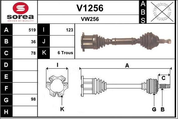 SNRA V1256 - Piedziņas vārpsta autodraugiem.lv