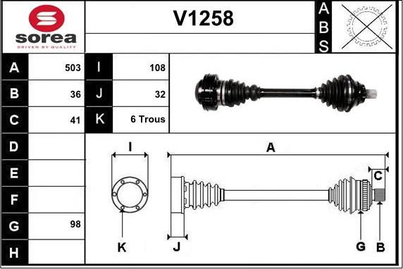 SNRA V1258 - Piedziņas vārpsta autodraugiem.lv