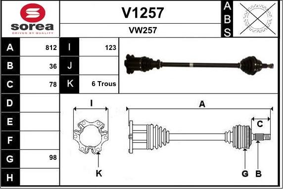 SNRA V1257 - Piedziņas vārpsta autodraugiem.lv