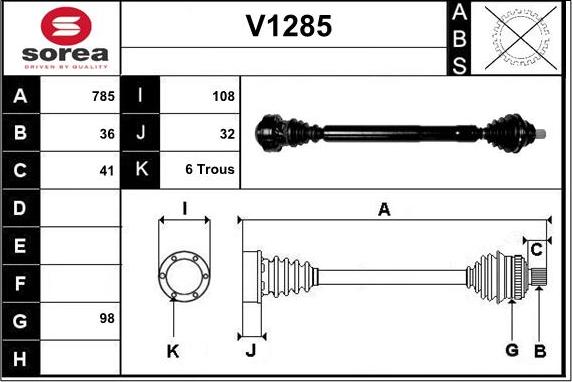 SNRA V1285 - Piedziņas vārpsta autodraugiem.lv