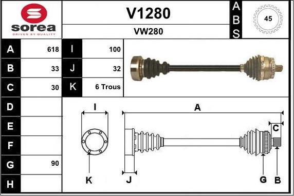 SNRA V1280 - Piedziņas vārpsta autodraugiem.lv