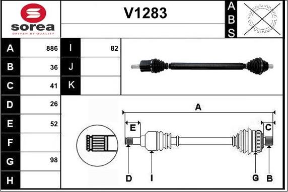 SNRA V1283 - Piedziņas vārpsta autodraugiem.lv