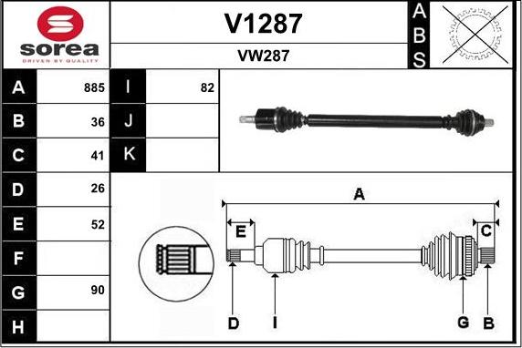 SNRA V1287 - Piedziņas vārpsta autodraugiem.lv