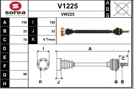 SNRA V1225 - Piedziņas vārpsta autodraugiem.lv