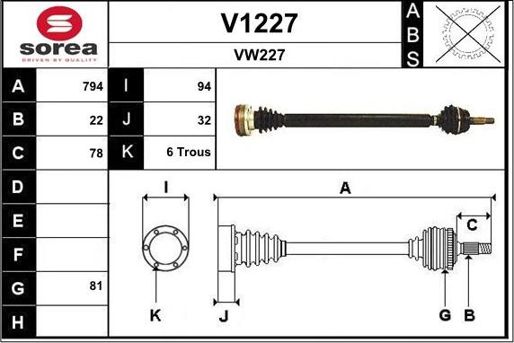 SNRA V1227 - Piedziņas vārpsta autodraugiem.lv