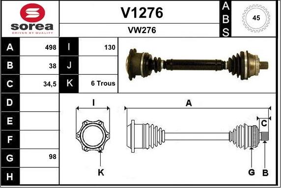 SNRA V1276 - Piedziņas vārpsta autodraugiem.lv