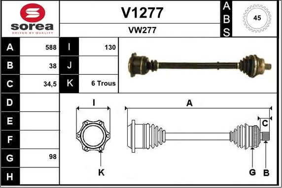 SNRA V1277 - Piedziņas vārpsta autodraugiem.lv