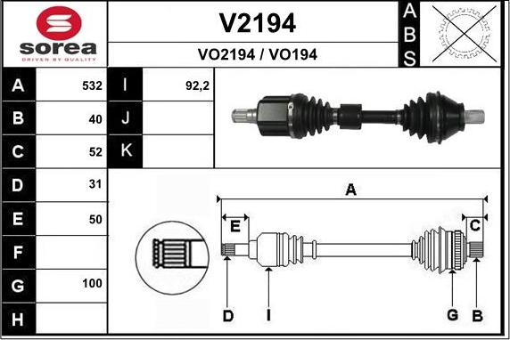 SNRA V2194 - Piedziņas vārpsta autodraugiem.lv