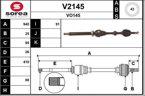 SNRA V2145 - Piedziņas vārpsta autodraugiem.lv