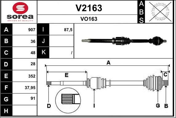 SNRA V2163 - Piedziņas vārpsta autodraugiem.lv