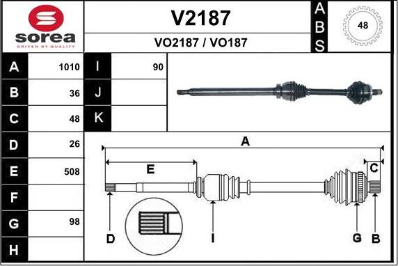 SNRA V2187 - Piedziņas vārpsta autodraugiem.lv