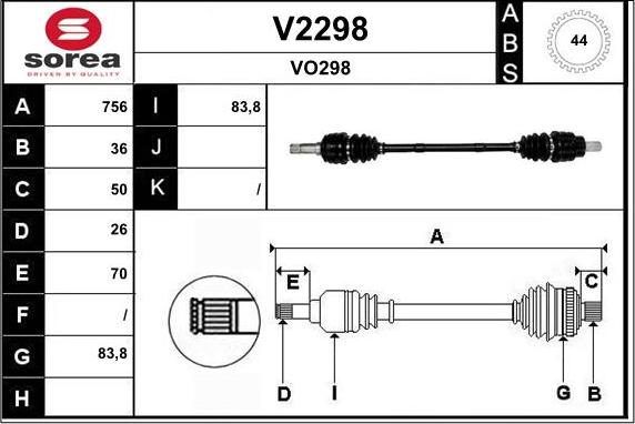 SNRA V2298 - Piedziņas vārpsta autodraugiem.lv