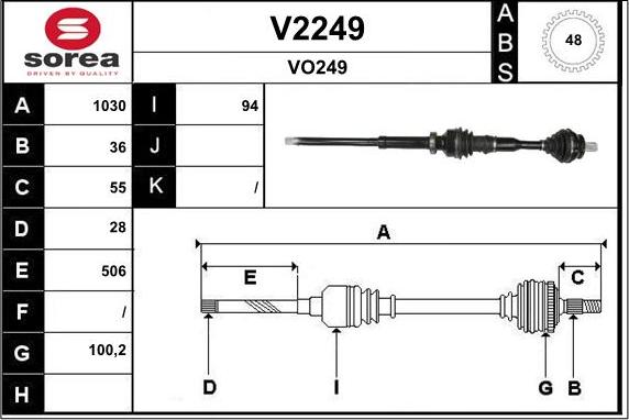 SNRA V2249 - Piedziņas vārpsta autodraugiem.lv