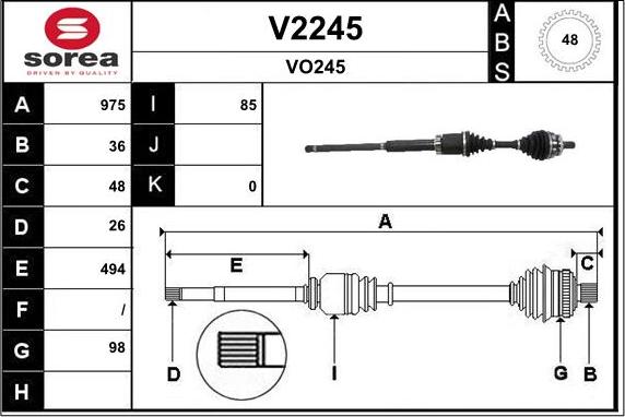 SNRA V2245 - Piedziņas vārpsta autodraugiem.lv