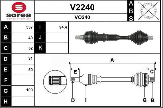 SNRA V2240 - Piedziņas vārpsta autodraugiem.lv