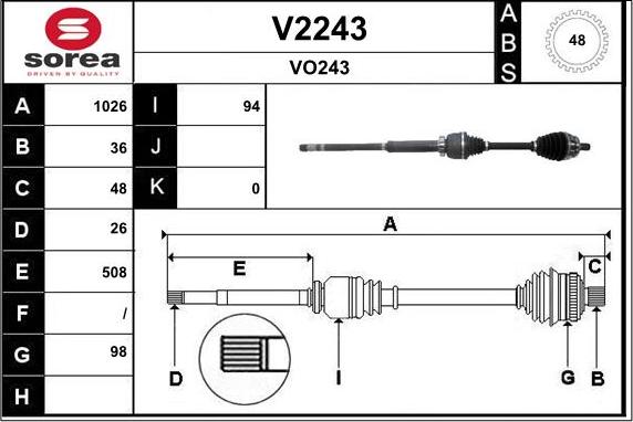 SNRA V2243 - Piedziņas vārpsta autodraugiem.lv