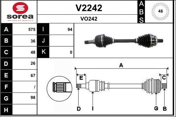 SNRA V2242 - Piedziņas vārpsta autodraugiem.lv