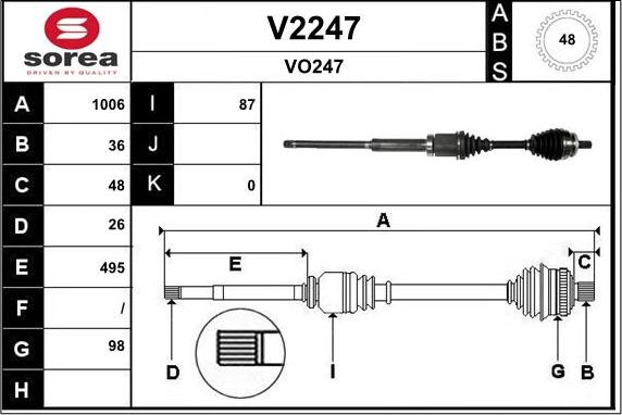 SNRA V2247 - Piedziņas vārpsta autodraugiem.lv