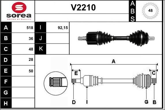 SNRA V2210 - Piedziņas vārpsta autodraugiem.lv