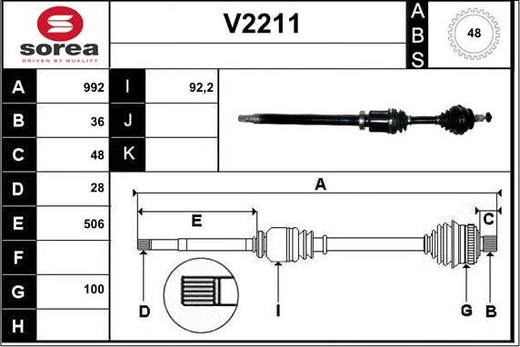 SNRA V2211 - Piedziņas vārpsta autodraugiem.lv