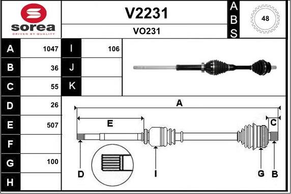 SNRA V2231 - Piedziņas vārpsta autodraugiem.lv