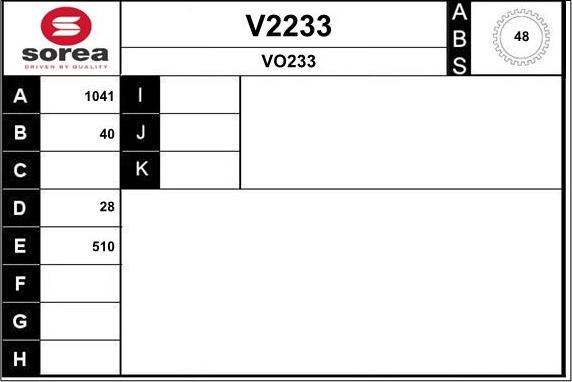 SNRA V2233 - Piedziņas vārpsta autodraugiem.lv