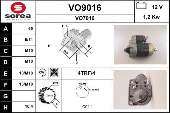 SNRA VO9016 - Starteris autodraugiem.lv