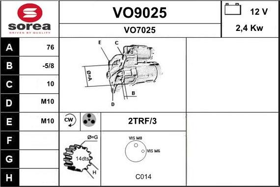 SNRA VO9025 - Starteris autodraugiem.lv