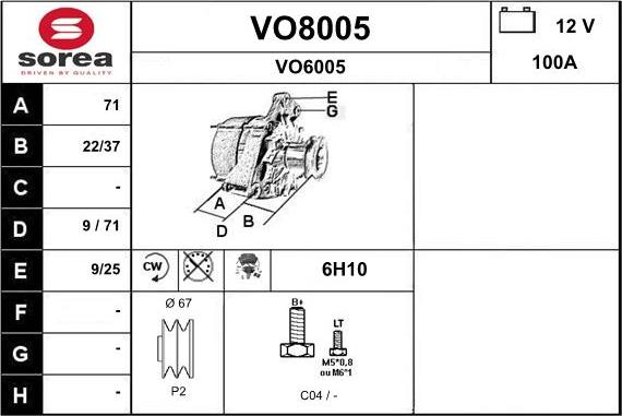 SNRA VO8005 - Ģenerators autodraugiem.lv