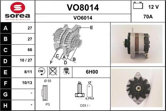SNRA VO8014 - Ģenerators autodraugiem.lv