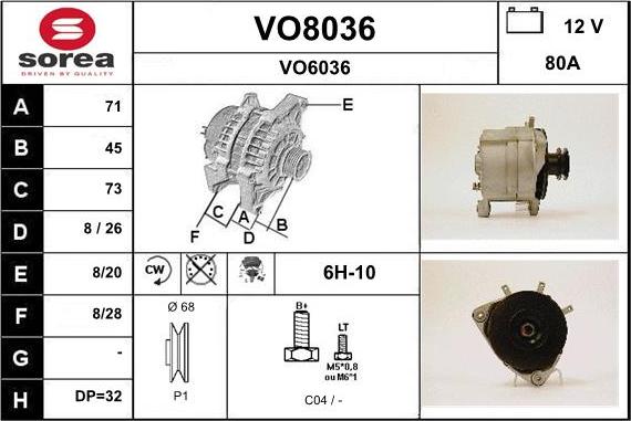 SNRA VO8036 - Ģenerators autodraugiem.lv