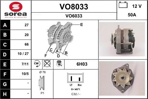 SNRA VO8033 - Ģenerators autodraugiem.lv
